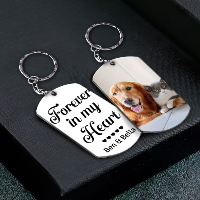 Custom Photo Dog Cat Lovers Gift Personalized Aluminum Keychain