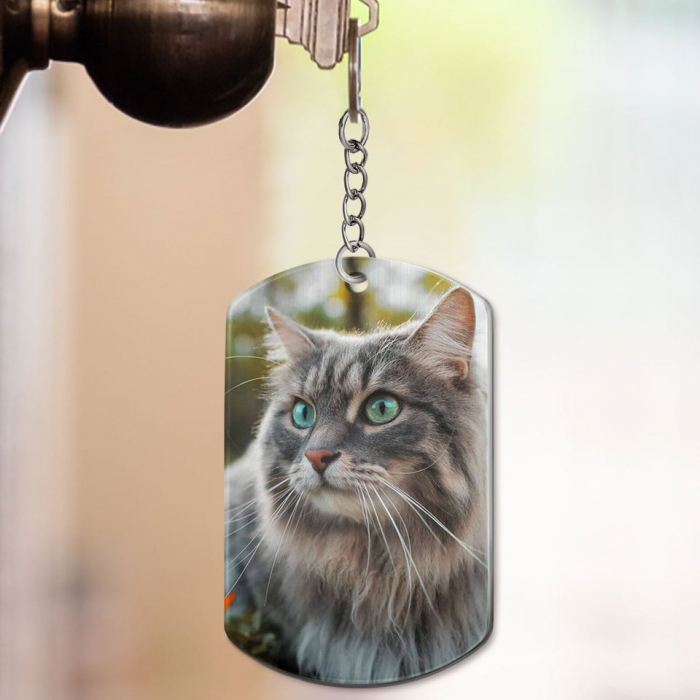 Custom Photo Dog Cat Lovers Gift Personalized Aluminum Keychain