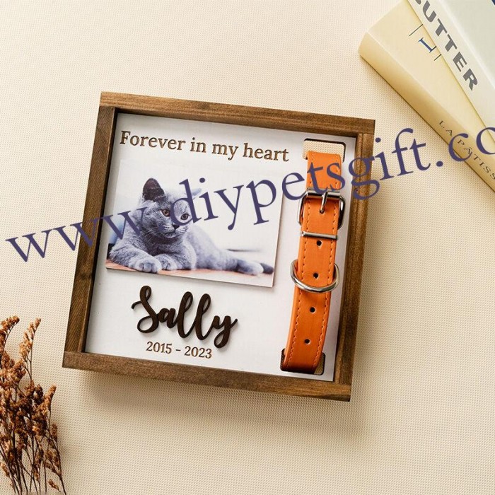 Custom Memorial Gift Personalized Pet Collar Photo Frame For Cute Dog Or Cat