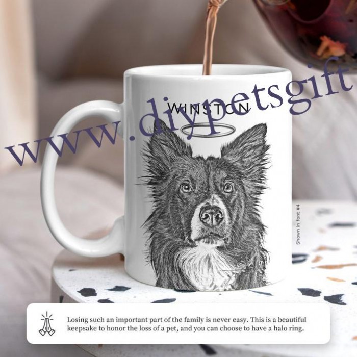 Personalized Pet Portrait Custom Sketch Mug From Photo Cup For Dog  Lovers